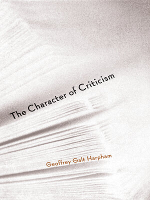 cover image of The Character of Criticism